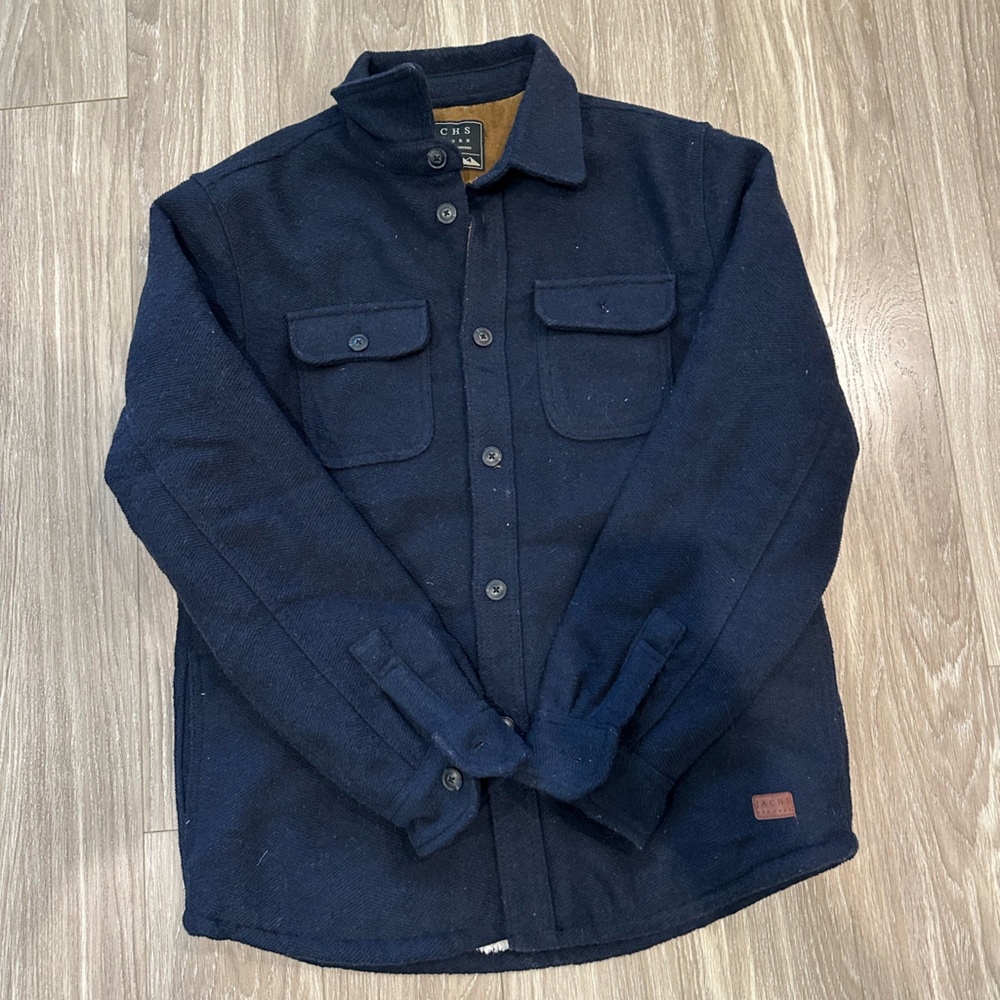 JACHS Navy Blue Sherpa Lined Jacket